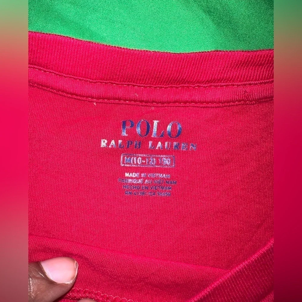 Ralph Lauren Red Long Sleeve Shirt with Bear Design size 10-12